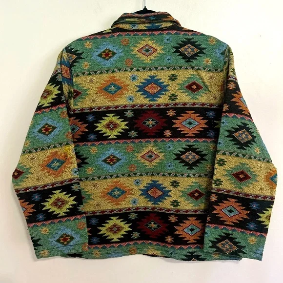 Jane Ashley Women’s Size Medium 100% Cotton Aztec Southwestern Blazer Jacket - Picture 3 of 5